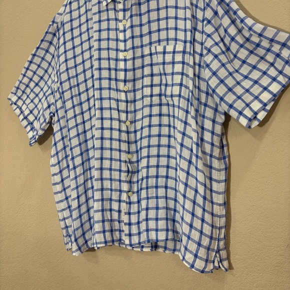 Peter Millar Men's Linen Short Sleeve Shirt Size XL Checked Preppy Boho Casual - Picture 3 of 11